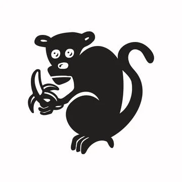 Monkey marmoset silhouette, symbol, vector illustration eps 10 Stock Illustration