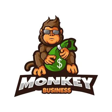 Monkey mascot logo Illustrazione stock