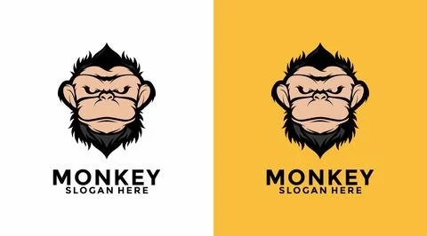 Monkey mascot logo vector. Geek monkey logo. Chimpanzee vector logo design Stock Illustration