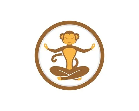 Monkey meditation in the circle line Stock Illustration