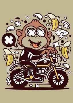 Monkey Motocrosser Stock Illustration