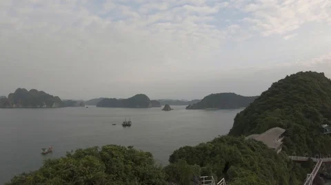Monkey in mount top of island beach scenario Lan Ha bay, Vietnam (C) Stock Footage 101973826