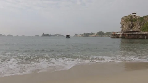 Monkey in mount top of island beach scenario Lan Ha bay, Vietnam (G) Stock Footage 101973907