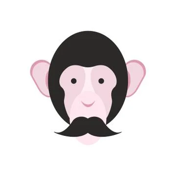 Monkey with mustache. Chimpanzee head. Primacy of person Stock Illustration