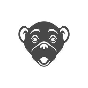 Monkey muzzle ape head portrait monochrome icon vector illustration. Gorilla  Stock-Illustration