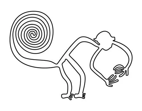 The Monkey, Nazca Lines and geoglyph in the desert of southern Peru Stock Illustration