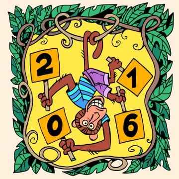 Monkey new year 2016 Stock Illustration