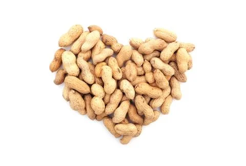 Monkey nuts in a heart shape Stock Photos
