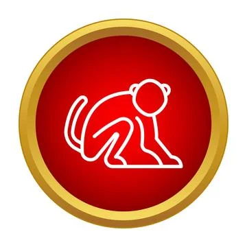 Monkey outline icon representing chinese zodiac animal Illustrazione stock