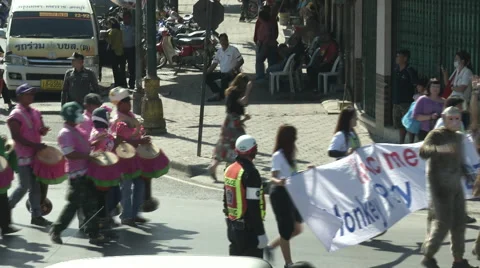 Monkey Parade in Streets 스톡 동영상 65967955