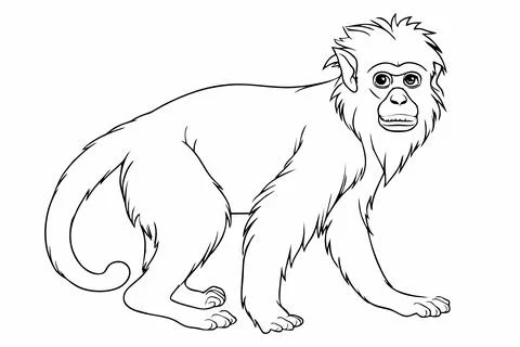 Monkey pencil drawing coloring book. Stockillustratie