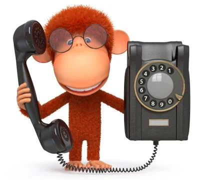 The monkey with phone Illustrazione stock