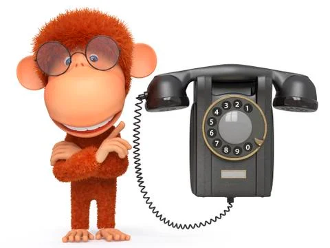 The monkey with phone Illustrazione stock