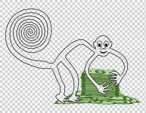 Monkey with a pile of money イラスト素材