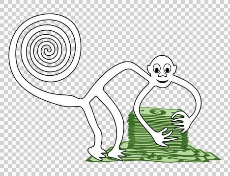 Monkey with a pile of money 库存插图