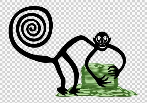 Monkey with a pile of money Stock Illustration