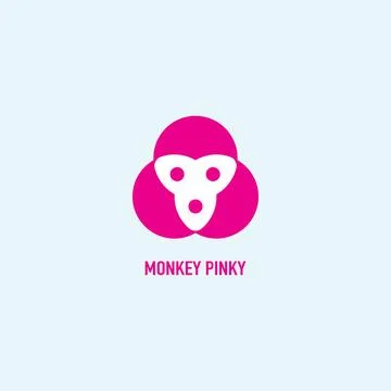 Monkey Pinky Logo Design Concept, Funny Animal Logo Template Illustrazione stock