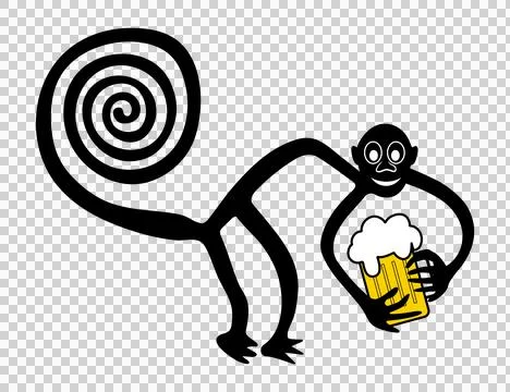 Monkey with pint of beer Stock Illustration