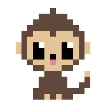Monkey. Pixel Monkey image. Vector Illustration of pixel art. Stock Illustration