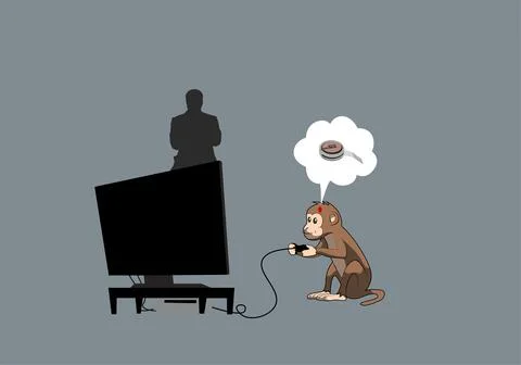 Monkey playing on the computer Stock Illustration