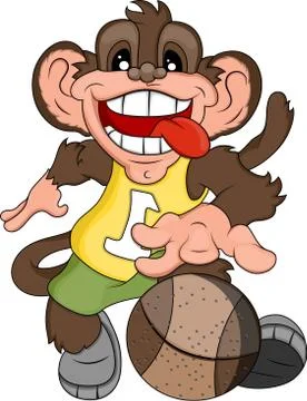 Monkey plays ball Illustrazione stock