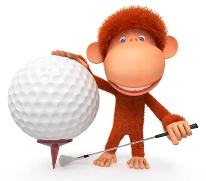 The monkey plays golf Stock Illustration