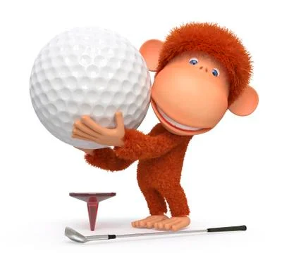 The monkey plays golf Illustrazione stock