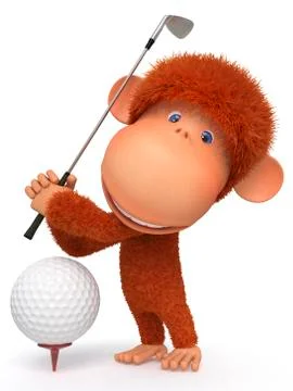 The monkey plays golf Stock Illustration