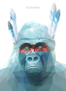 Monkey polygonal illustration. Vector  eps 10 Stock Illustration