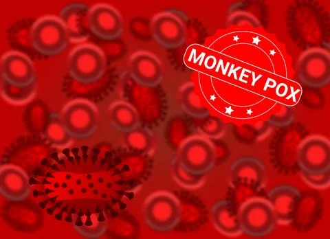 Monkey pox virus in human body blur background illustration. Stock Illustration