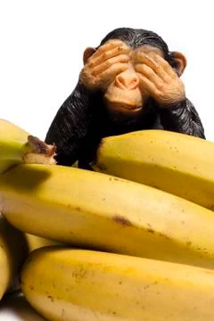 Monkey Puppet with Bananas Stock Photos