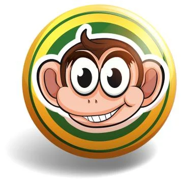 Monkey on round badge Stock Illustration