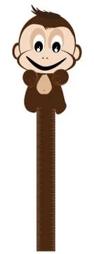 Monkey on A Ruler isolated on white background. Object tool for animal. Stock Illustration