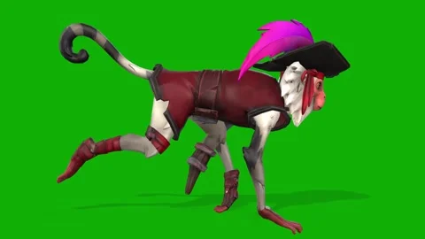 Monkey Run Fast From Right Side 3D Model Rendering Animation on Green Screen Stock Footage 308218234