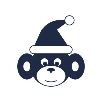 Monkey with santa hat vector icon Stock Illustration