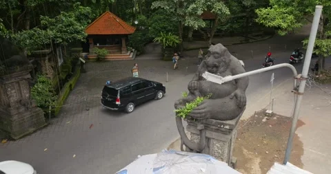 Monkey Sculpture outside the Monkey Forest in Ubud, Bali, Indonesia. Stock Footage 271504156