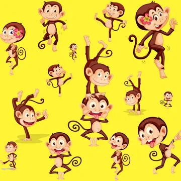 Monkey seamless pattern background Stock Illustration