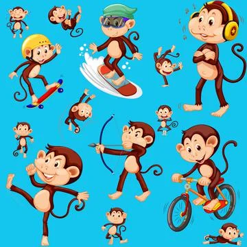 Monkey seamless pattern background Stock Illustration