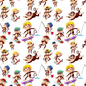 Monkey seamless pattern background 스톡 일러스트