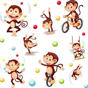 Monkey seamless pattern background 스톡 일러스트