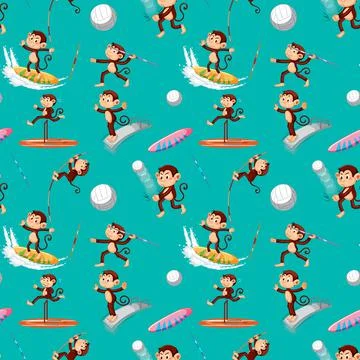 Monkey seamless pattern background Stock Illustration