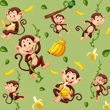 Monkey seamless pattern background Stock Illustration