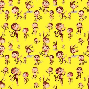 Monkey seamless pattern background Stockillustratie