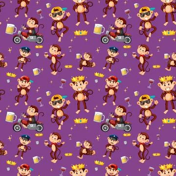 Monkey seamless pattern background 스톡 일러스트