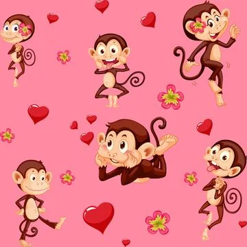 Monkey seamless pattern background Stock Illustration