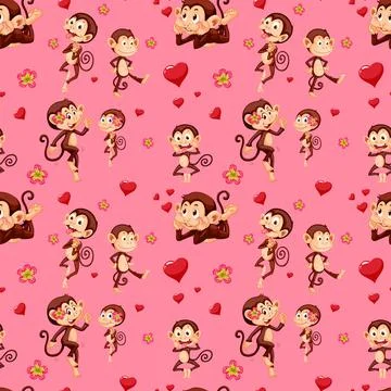 Monkey seamless pattern background Illustrazione stock
