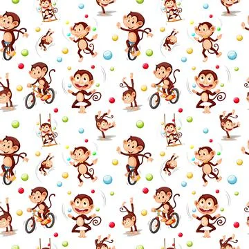 Monkey seamless pattern background Stockillustratie