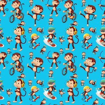 Monkey seamless pattern background イラスト素材