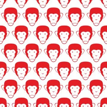 Monkey seamless pattern. Head of animal vector background. 스톡 일러스트