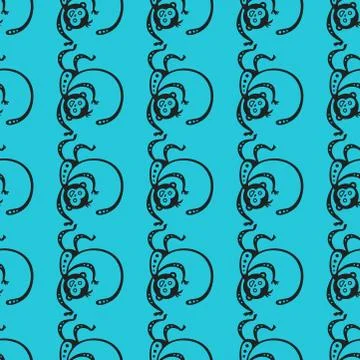 Monkey seamless pattern vector illustration Stock Illustration